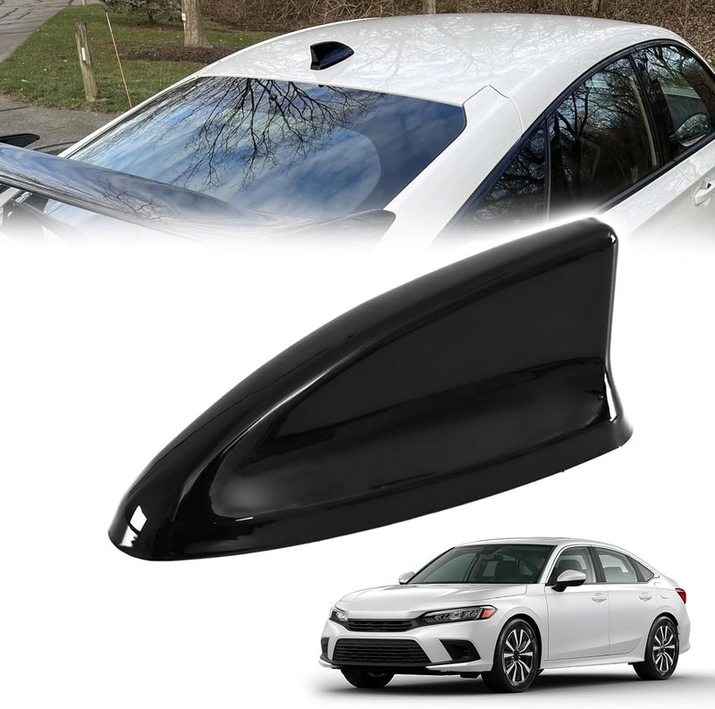 AMSPRAC for 11th Gen Civic Antenna Topper,Car Roof Shark Fin Antenna Cover Cap Shell Trim for Honda Civic 11th Generation 2022 2023 2024,Exterior Decor Topper Antenna Aerial Cap Trim,Black - Image 1
